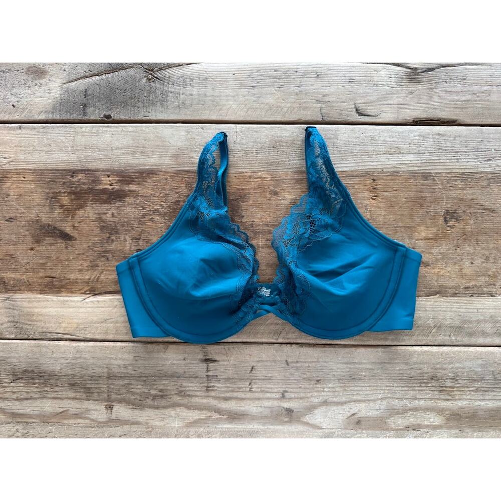SOMA Gulf Side Green 34DD Essentials Unlined Plunge With Lace Trim Underwire Bra